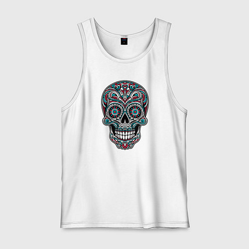 Мужская майка Череп мексиканский декоративный / Белый – фото 1