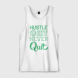 Майка мужская хлопок Hustle hit never quit, цвет: белый