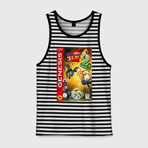 Мужская майка Earth worm jim 2 cover / Черная тельняшка – фото 1