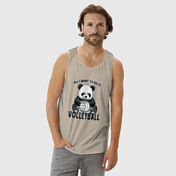 Майка мужская хлопок Panda volleyball, цвет: миндальный — фото 2