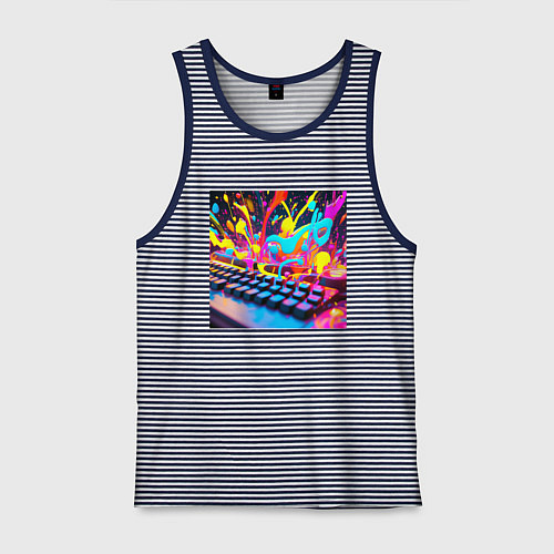 Мужская майка Яркая клавиатура / Синяя тельняшка – фото 1