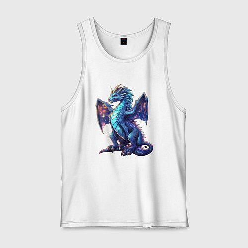 Мужская майка Синий новогодний дракон / Белый – фото 1
