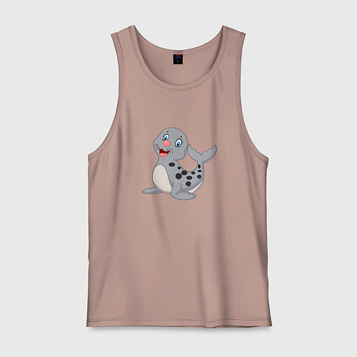 Мужская майка Морской котик улыбака / Пыльно-розовый – фото 1