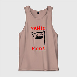 Майка мужская хлопок Panic mode - котик, цвет: пыльно-розовый