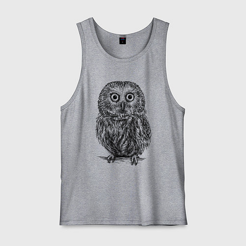 Мужская майка Сова гравюра / Меланж – фото 1