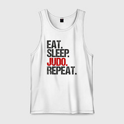 Майка мужская хлопок Eat sleep judo repeat, цвет: белый