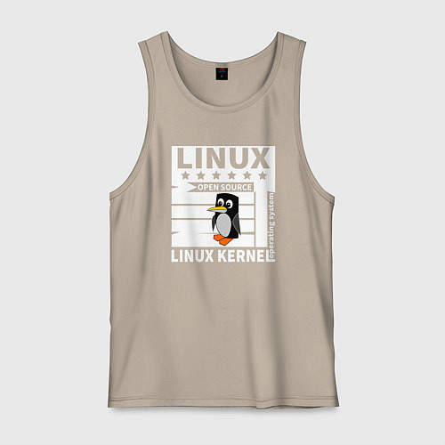 Мужская майка Пингвин программист системы линукс / Миндальный – фото 1