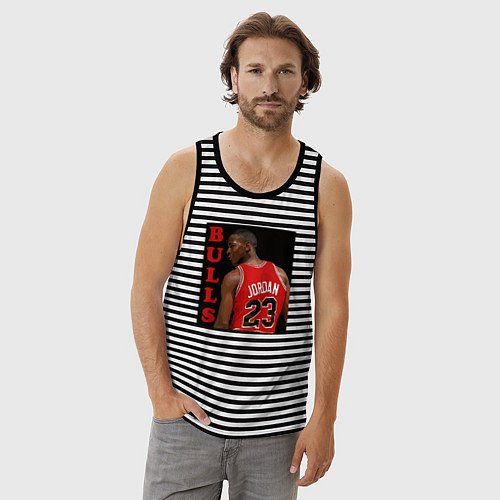 Мужская майка Bulls Jordan / Черная тельняшка – фото 3
