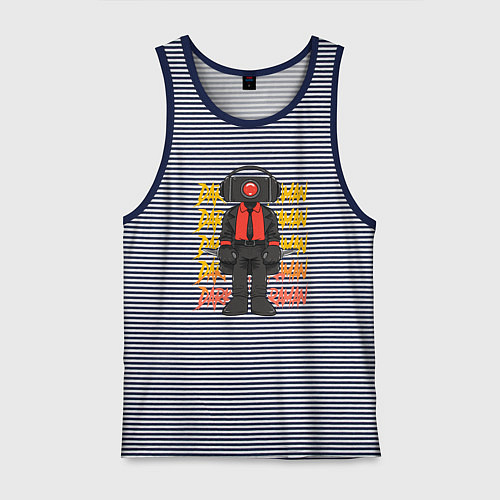 Мужская майка Чёрный КамераМен / Синяя тельняшка – фото 1