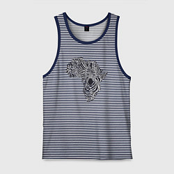 Майка мужская хлопок Зебра из Африки, цвет: синяя тельняшка