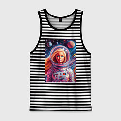 Майка мужская хлопок Красавица Барби в космосе - нейросеть, цвет: черная тельняшка