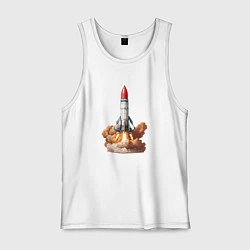 Майка мужская хлопок Взлет космической ракеты, цвет: белый
