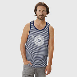 Майка мужская хлопок Music vinyl, цвет: синяя тельняшка — фото 2