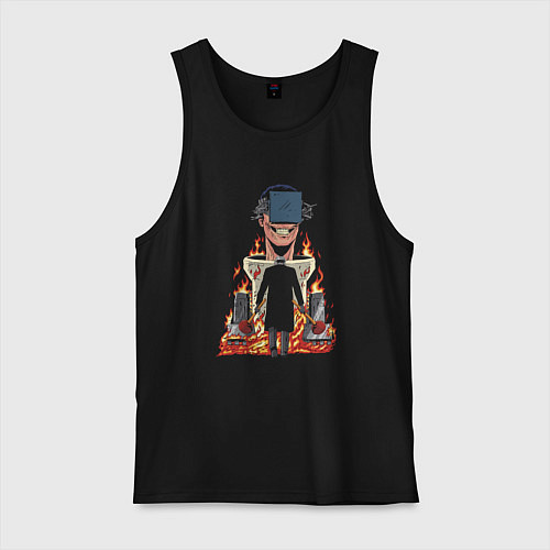 Мужская майка Камерамен против Скибиди туалета / Черный – фото 1