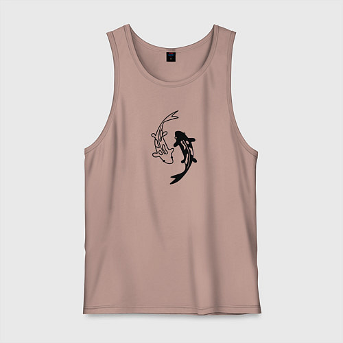 Мужская майка Японские карпы Инь и Янь / Пыльно-розовый – фото 1