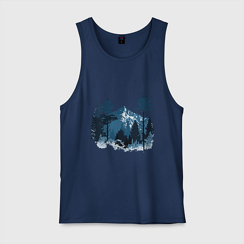 Мужская майка Графика горный пейзаж / Тёмно-синий – фото 1