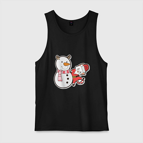 Мужская майка Новогодние котики / Черный – фото 1