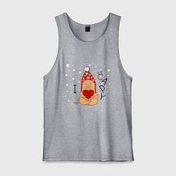 Майка мужская хлопок Капибара с сердцем: я люблю, цвет: меланж