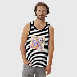 Майка мужская хлопок Джекс Удивительный цифровой цирк, цвет: черная тельняшка — фото 2