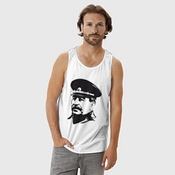 Майка мужская хлопок Сталин в фуражке, цвет: белый — фото 2