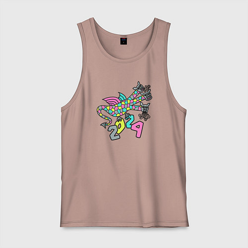 Мужская майка Русский дракон на Новый год / Пыльно-розовый – фото 1