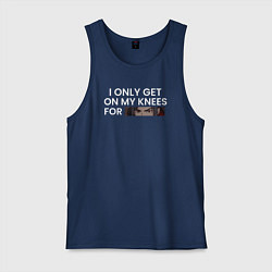 Майка мужская хлопок I only get on my knees - Tian guan ci fu, цвет: тёмно-синий