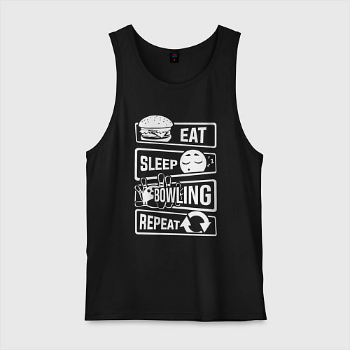 Мужская майка Еда сон боулинг / Черный – фото 1