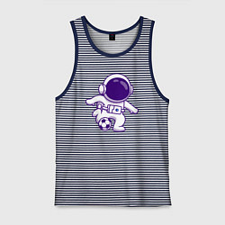 Майка мужская хлопок Космонавт футболист, цвет: синяя тельняшка