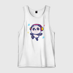 Майка мужская хлопок Music panda, цвет: белый