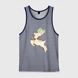 Майка мужская хлопок Имбирный пряник олень, цвет: синяя тельняшка