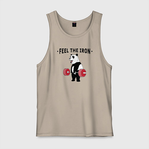 Мужская майка Почувствуй железо - панда бодибилдер / Миндальный – фото 1