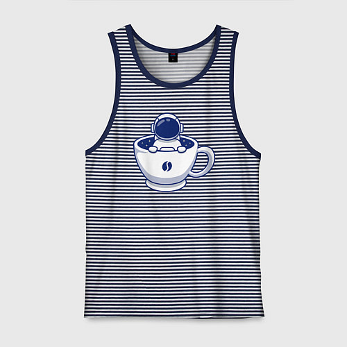 Мужская майка Кофе из космоса / Синяя тельняшка – фото 1