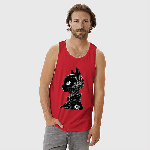 Мужская майка Кибер кошечка - аниме / Красный – фото 3