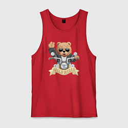 Майка мужская хлопок Плюшевый медвежонок байкер, цвет: красный