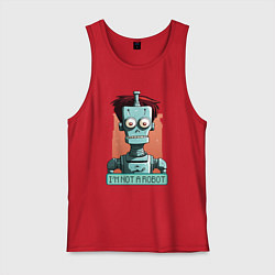 Майка мужская хлопок Я не робот, цвет: красный
