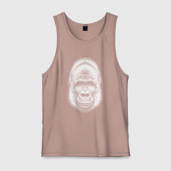 Майка мужская хлопок Морда веселой гориллы, цвет: пыльно-розовый