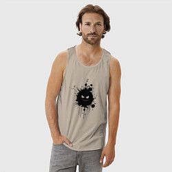 Майка мужская хлопок Клякса силуэт лица, цвет: миндальный — фото 2