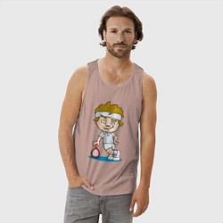 Майка мужская хлопок Теннисист, цвет: пыльно-розовый — фото 2