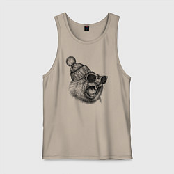 Майка мужская хлопок Орущий суслик-хипстер, цвет: миндальный