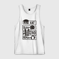 Майка мужская хлопок Есть спать электро, цвет: белый