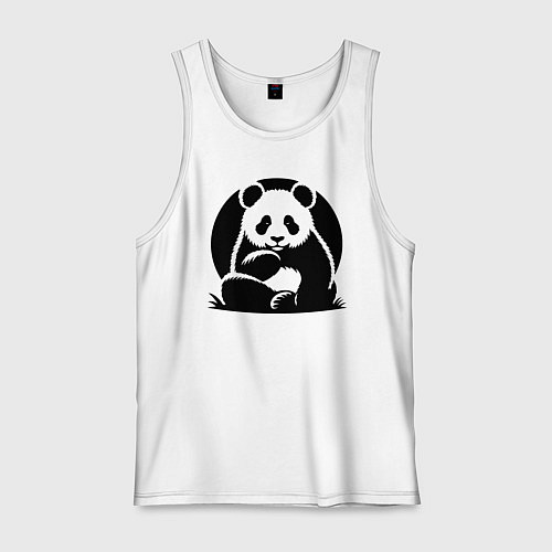Мужская майка Сидящая чёрная панда / Белый – фото 1