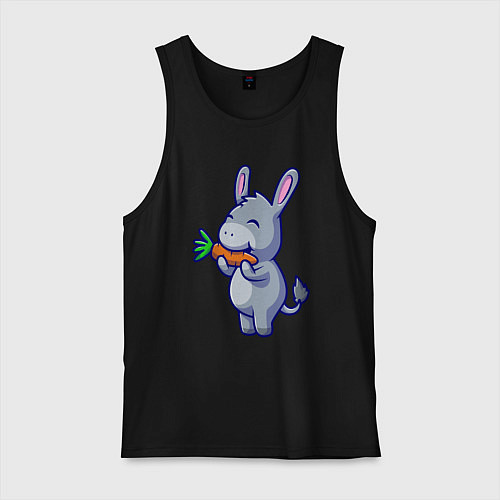 Мужская майка Ослик ест морковку / Черный – фото 1