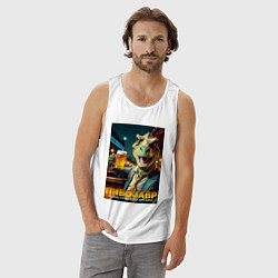 Майка мужская хлопок MoMo - Пивозавр не вымрет: пятница, цвет: белый — фото 2