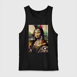 Майка мужская хлопок Punk Mona Lisa is covered in tattoos, цвет: черный