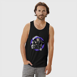 Майка мужская хлопок Мультяшная смерть с косой, цвет: черный — фото 2