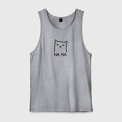 Майка мужская хлопок Cat ha ha black, цвет: меланж