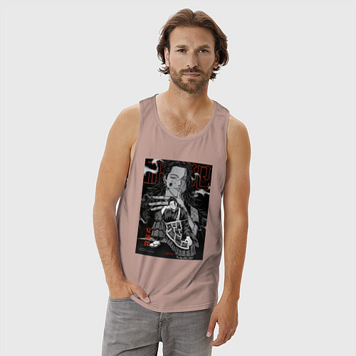 Мужская майка Сугуру Гето сидит - Магическая битва / Пыльно-розовый – фото 3