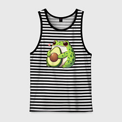 Майка мужская хлопок Лягушка обнимает авокадо, цвет: черная тельняшка