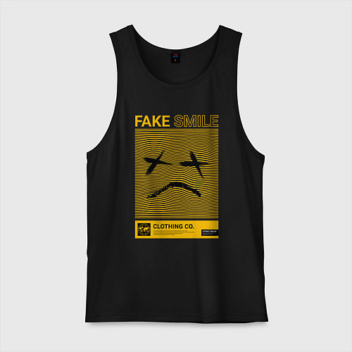 Мужская майка Fake smile streetwear / Черный – фото 1