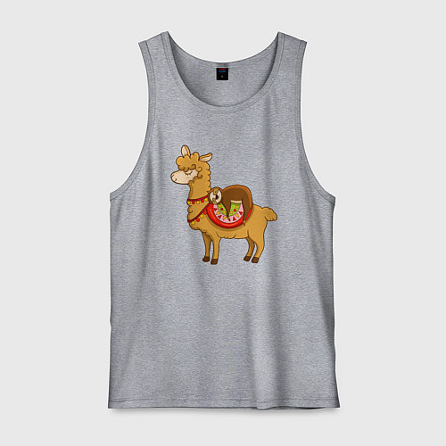 Мужская майка Лама и ленивец / Меланж – фото 1